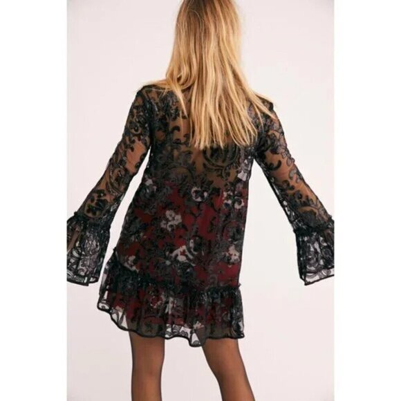 Free People Falling Flowers Sequins Frock Dress Size XS - Picture 3 of 10